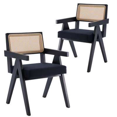 Rattan Dining Chair with Solid Wood Frame