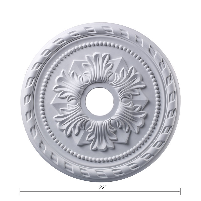 Médaillon corinthien de 22 po de largeur - Bronze antique, Blanc