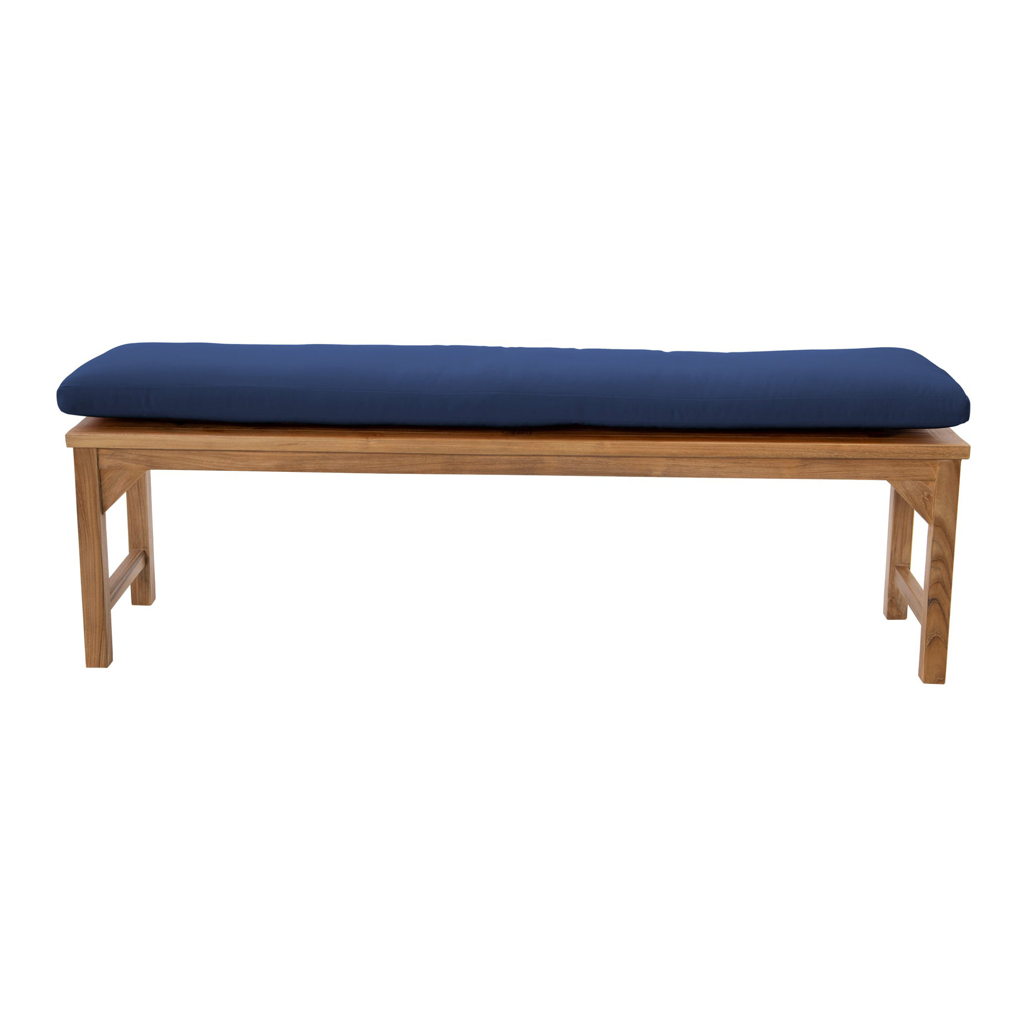 Velay Teak Outdoor Bench, 18" H x 72" W x 15.25" D, Navy