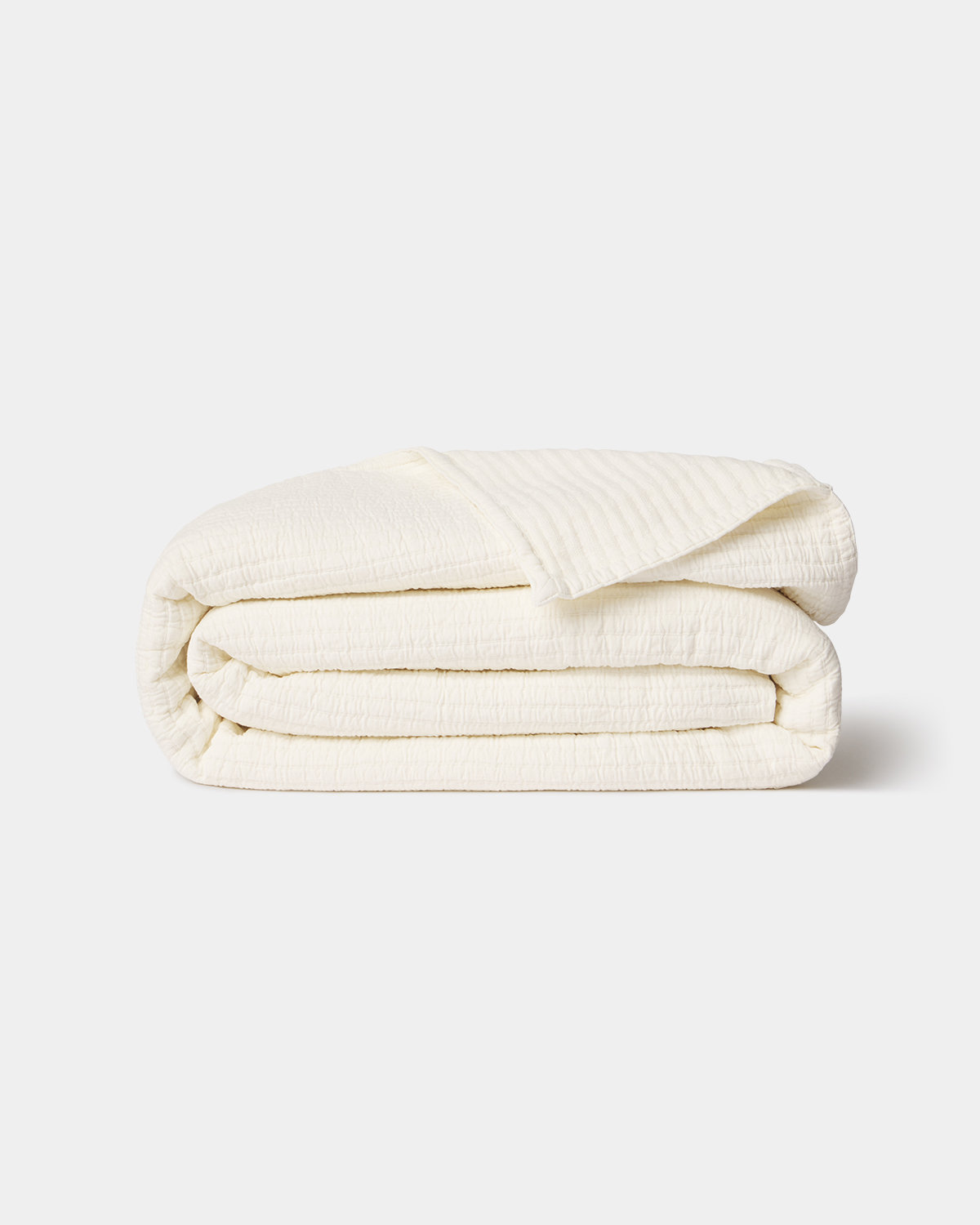Hudson Stripe Coverlet Set, Queen, Cream