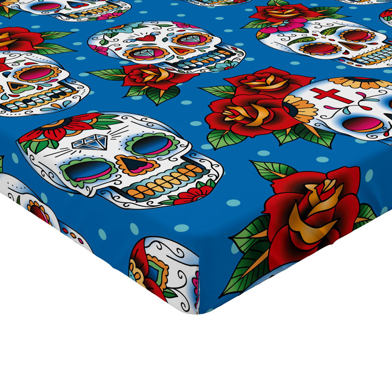 Ambesonne Sugar Skull Fitted Sheet 2-Pack Mexican Retro Dots Multicolor, Full Sheet Set