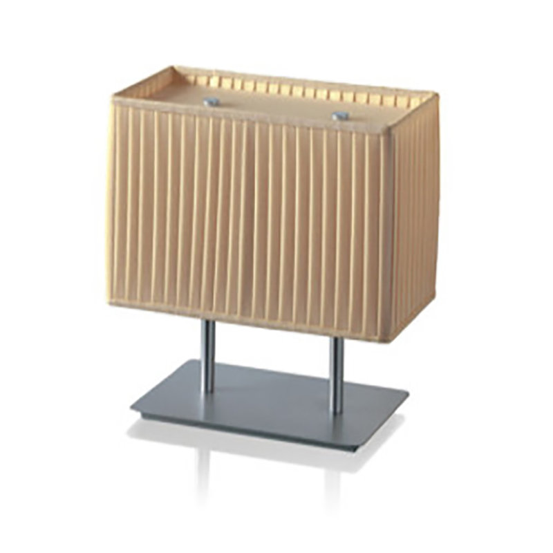 Blissy 16.9291" Table Lamp, Ivory Pleated, Metallized Gray