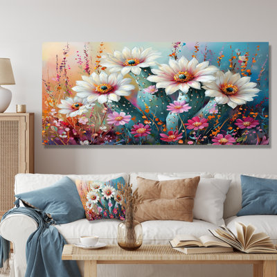 Cactus blanc et rose - Cactus, art mural