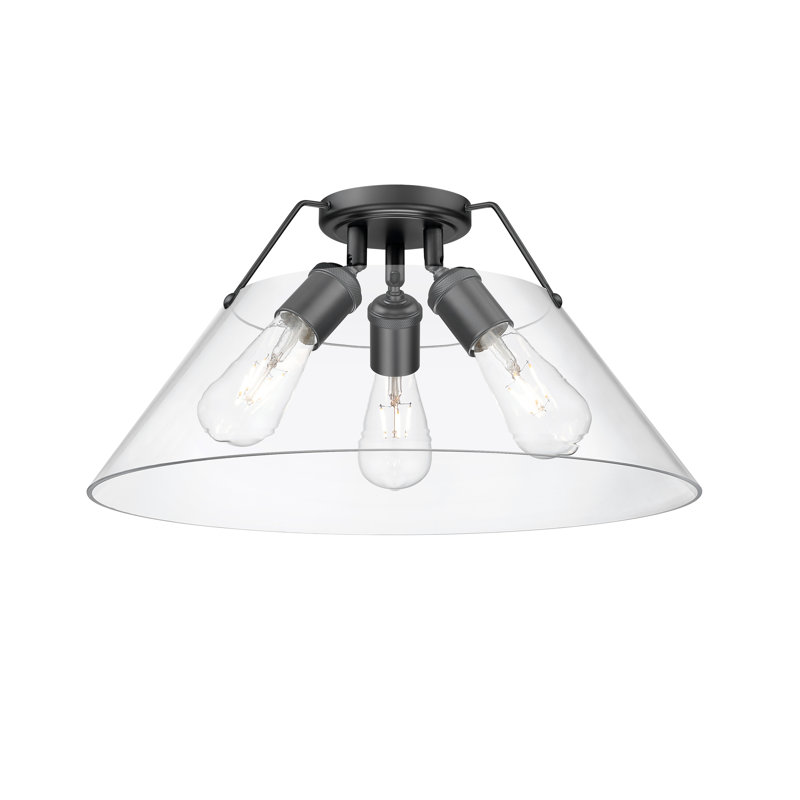 Weatherford Flush Mount, Matte Black, Clear Glass