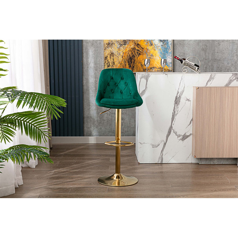 Tabouret de bar avec dossier et repose-pieds réglables en hauteur ivoire, Émeraude