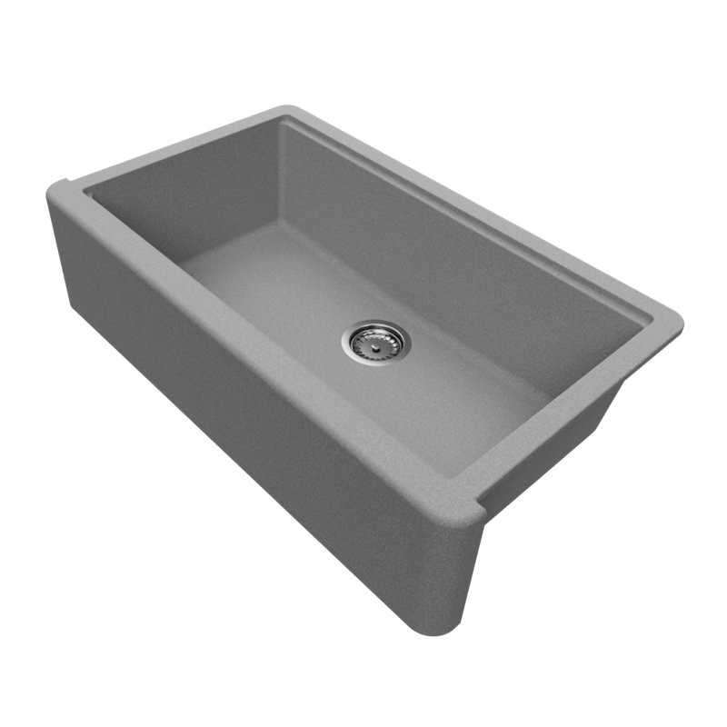 Titan Self-Trimming Farmhouse/Apron Kitchen Sink with Accessories, Gray, 36" L x 20" W x 9.6" H
