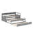 Twin XL Daybed With 2 Trundles And 3 Storage Cubbies, Wooden Daybed With A Light For Free And USB Charging Design-2025294861