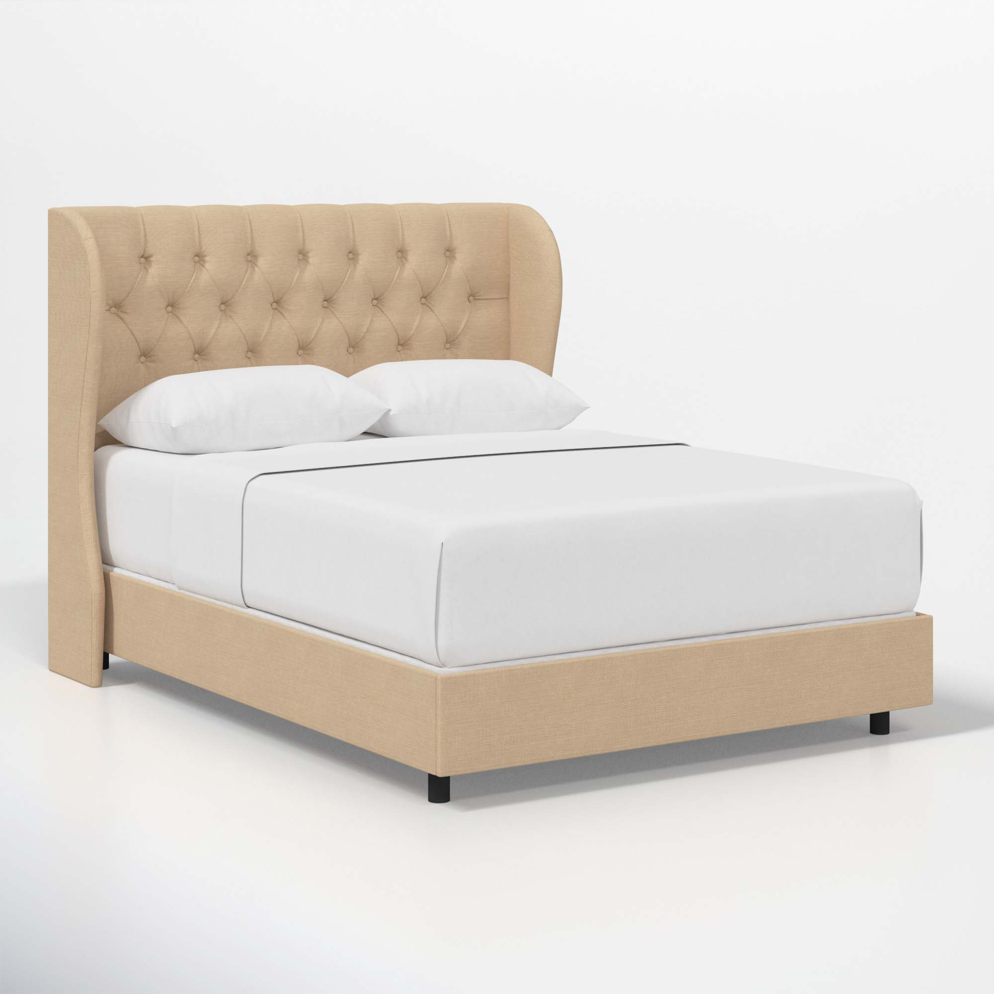 Tomey Upholstered Wingback Bed, Shantung Khaki, California King