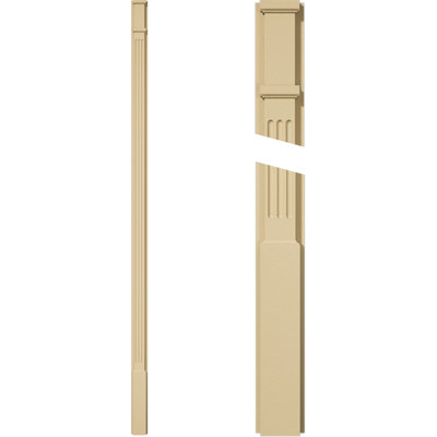 Signature Urethane Fluted Pilaster w/ Decorative Capital & Base, 4"W x 108"H x 2"P (Pair), Base Can Be Trimmed Up to 6 5/8", High Density Milled Urethane, Factory Primed Tan, Sold As Pair