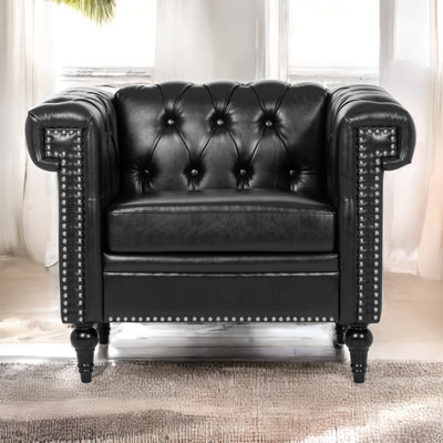Zainab 38.95'' Faux Leather Rolled Arm Chesterfield Sofa Chaise -  Alcott Hill®, 2F9402242CDC40BC9924586AB2436737
