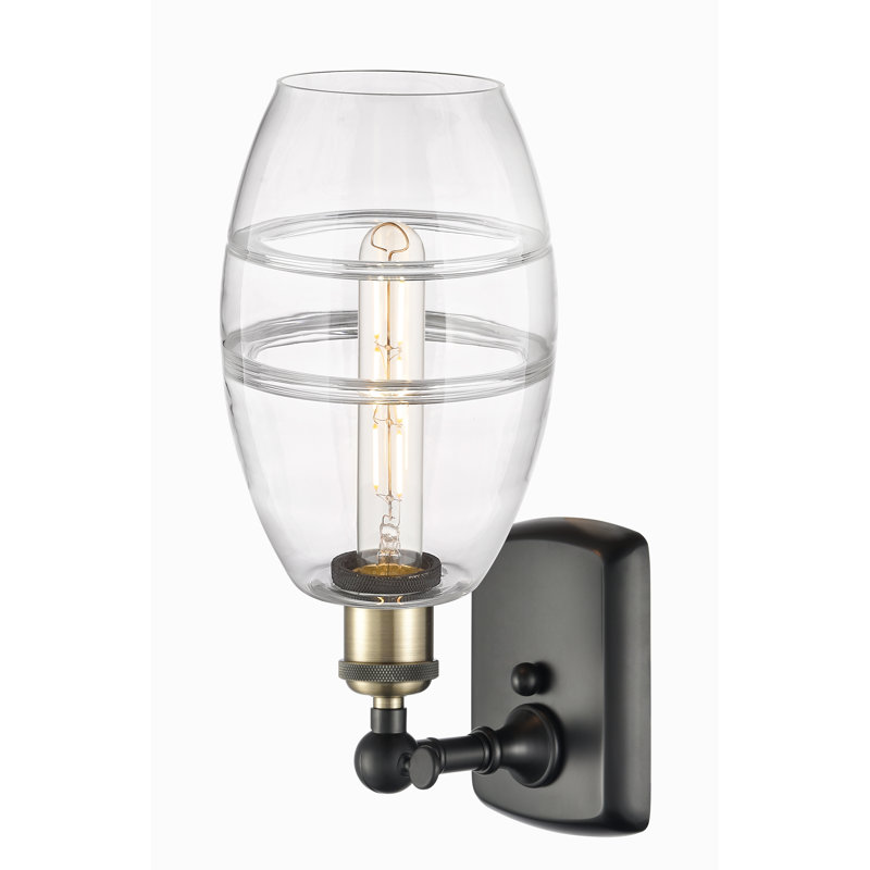 Applique murale en acier Bettylou, Laiton antique noir, H 9,13 po x l 5,88 po x P 7,06 po, Transparent