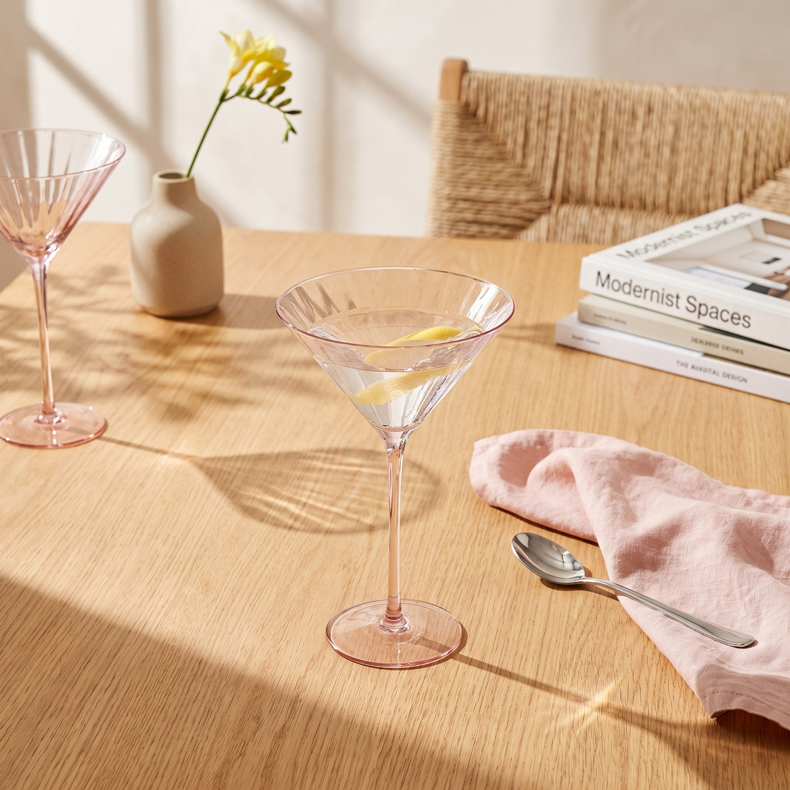 Malden Optic Martini Glasses, Set of 4, Pink