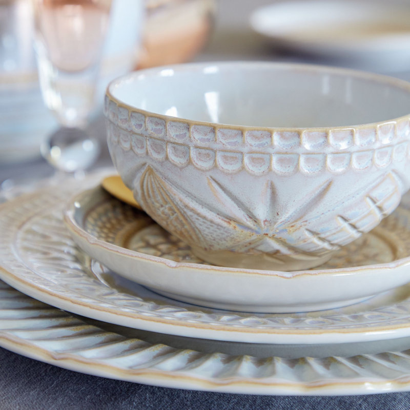Cristal Handmade Stoneware Dining Bowl, Nacar