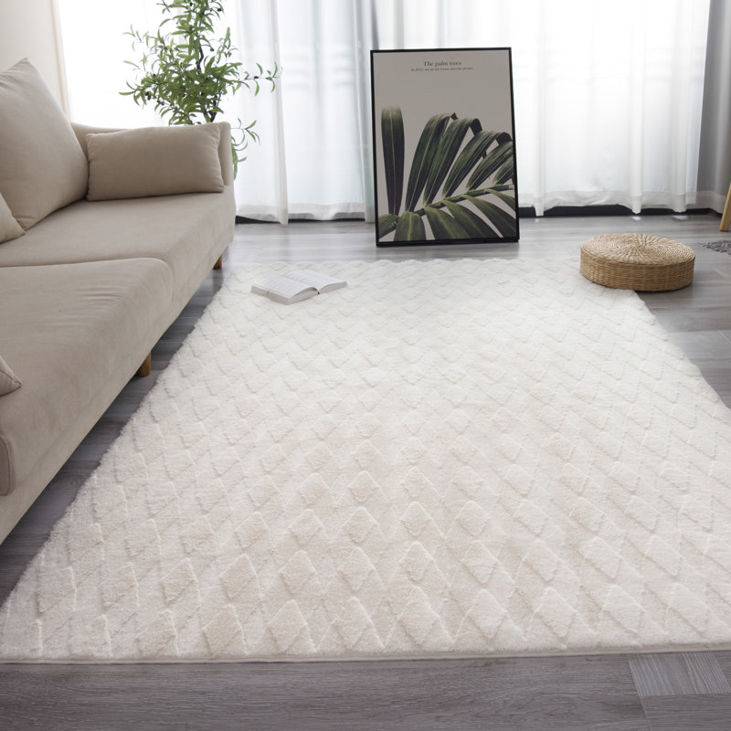 Tapis à poils longs lavable crème Pelo Diamond 5 x 7