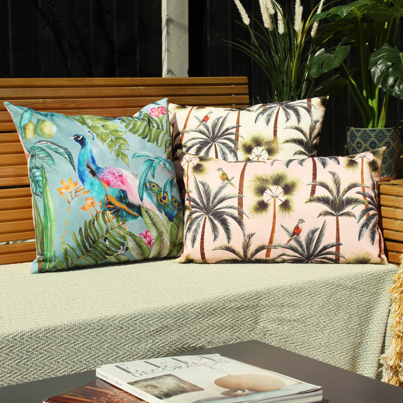 Indoor / Outdoor Floral Square Throw Pillow Cover