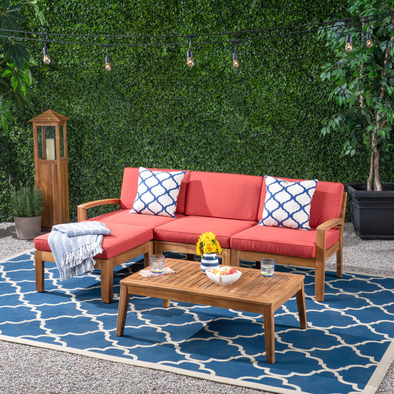 Canapé modulaire d'extérieur rouge en bois
