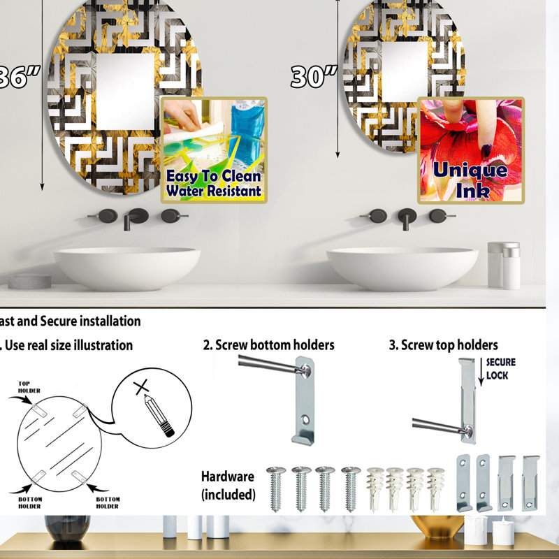 Miroir mural oval, 35,4 po x 23,6 po