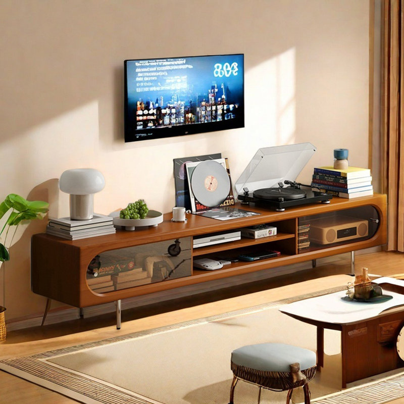 TV Stand Modern Retro Style with Storage, 82.67"