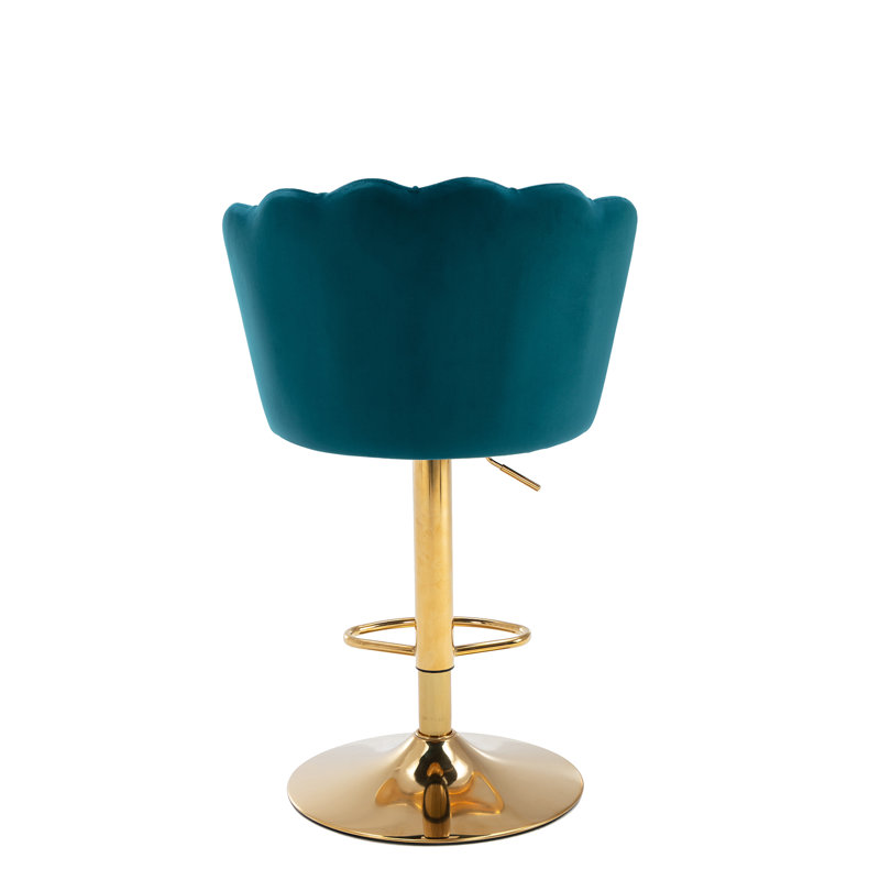 Tabouret à hauteur réglable Ludka, Bleu sarcelle