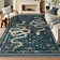  Palos Vintage Snake Washable Non Slip Blue Area Rugs Soft Low Pile Indoor Rug for Living Room Bedroom Office Indoor Carpet