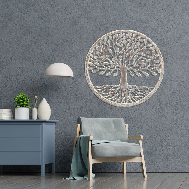 Traditional Landscape & Nature Wall Decor on Solid Wood, Beige, 90cm H x 90cm W x 2cm D