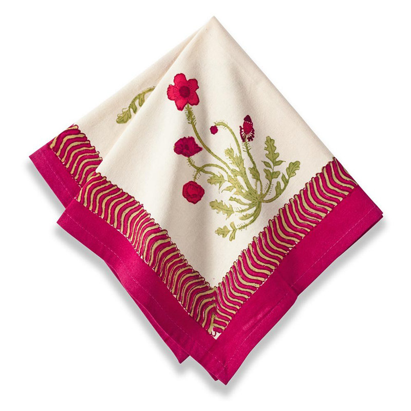 Poppies 100% Cotton Square Napkins