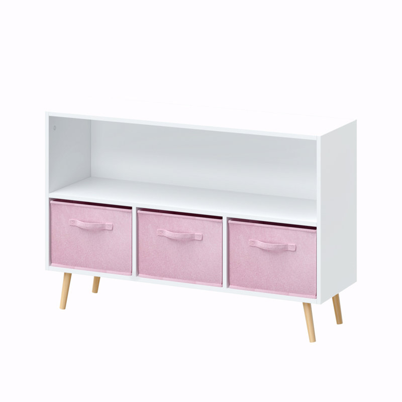 Buffet décoratif en MDF Aase, Blanc / rose