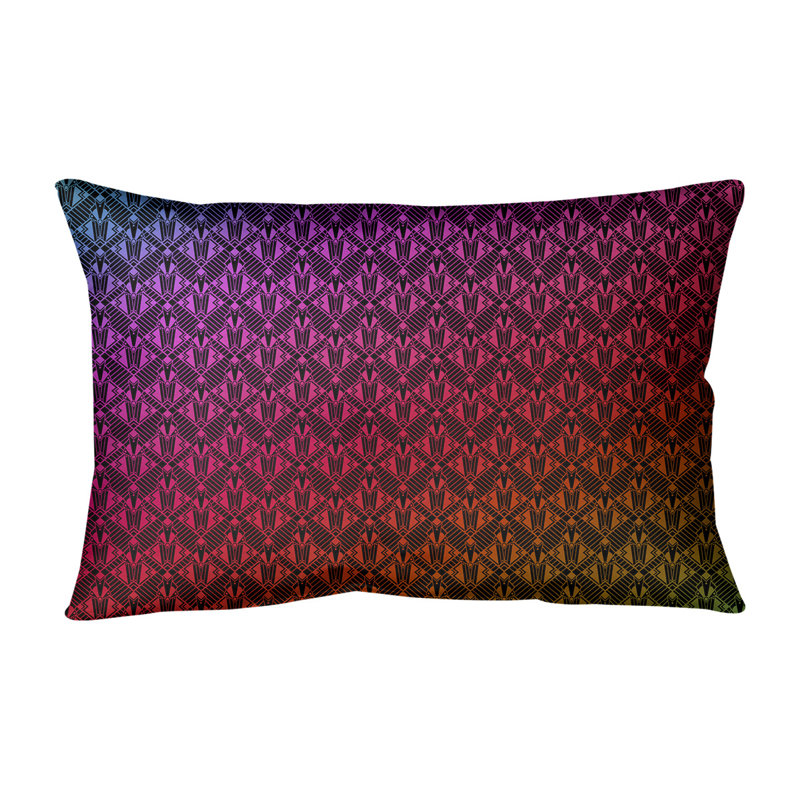 Coussin lombaire art déco Katelyn Elizabeth, Noir / rose foncé / rouge, Pas de bourre