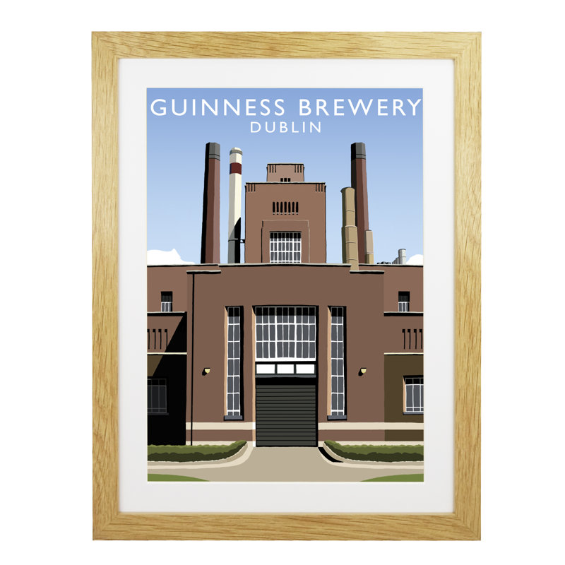 Guinness Brewery 1 Piece Wall Art, 54 cm H x 44 cm W x 2.2 cm D, Oak Wood Frame
