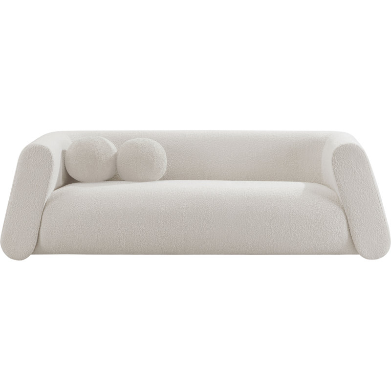 Canapé rembourré Khyryn, Tissu crème bouclé