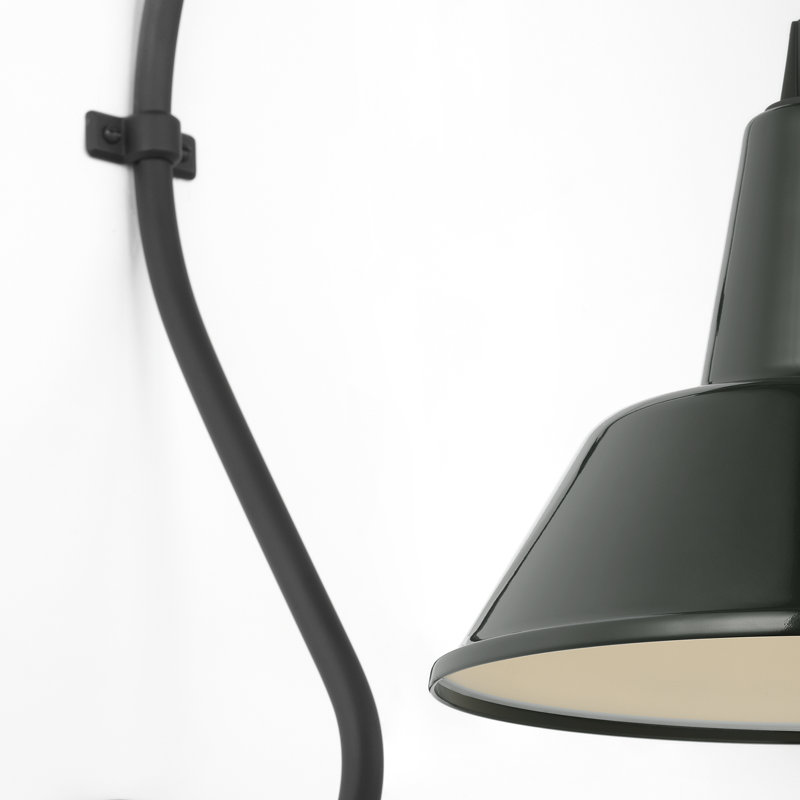 Thomas O'Brien, "Academy 18" Larrabee Barn Light in Matte Black with 12.5" Soft Copper Bowers Shade, Green