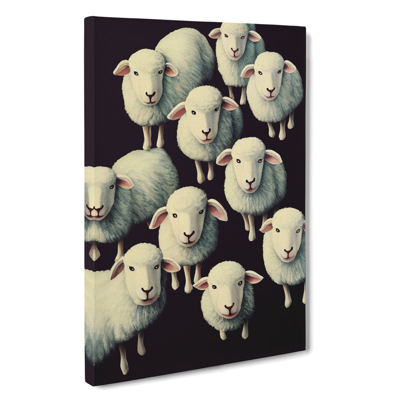 XC1022-1748X Curious Sheep - Wrapped Canvas Print, 60cm H x 40cm W x 3cm D