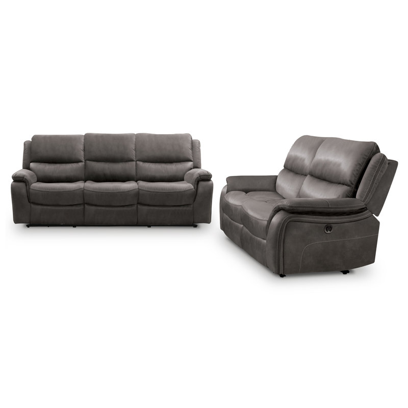 Ensemble de canapé inclinable manuel Virtyt, Polyester gris, 2 pièces