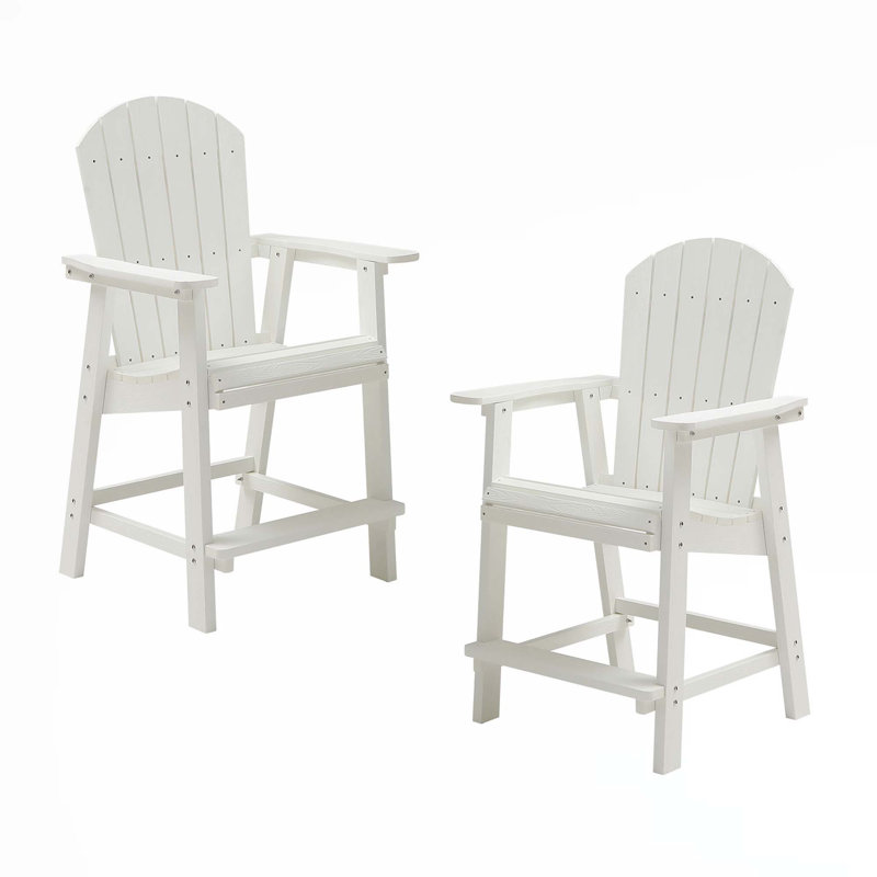 Cesia Patio High - Density Polyethylene (HDPE) Adirondack Chair, White