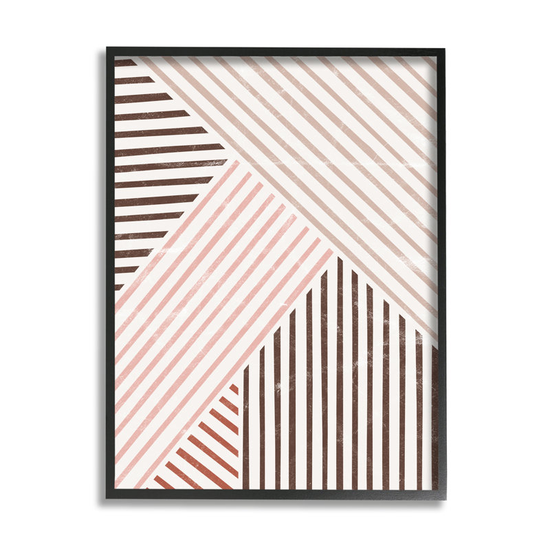 «Alternating Stripes Earth Tones» par JJ Design House LLC - Cadre flottant, impression sur bois, H 14 po x l 11 po x P 1,5 po