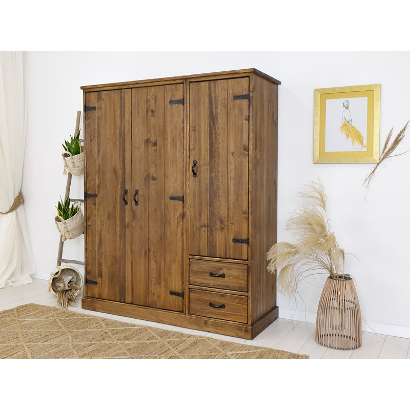 Dollard 3 Door Solid Wood Wardrobe, 190cm H x 158cm W x 60cm D