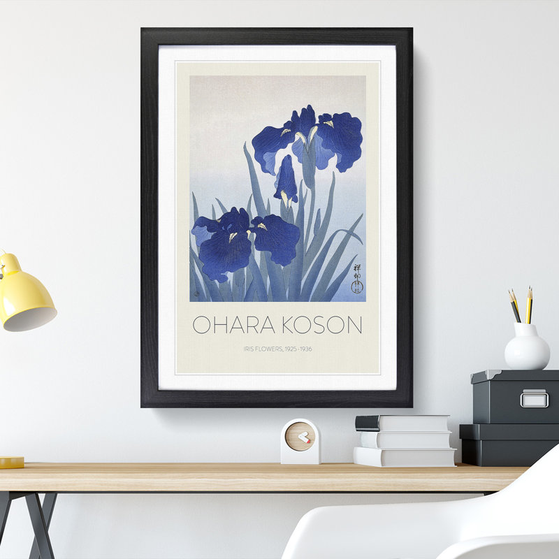 Blue Iris Flowers by Pierre-Auguste Renoir - Picture Frame Art Prints, Black, 65cm H x 48cm W x 2cm D
