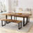 Modern Kitchen Dining Table Set, Mid-century Dining Table Set With Bench  For 4-6 Personal With Soild Legs-1655037812