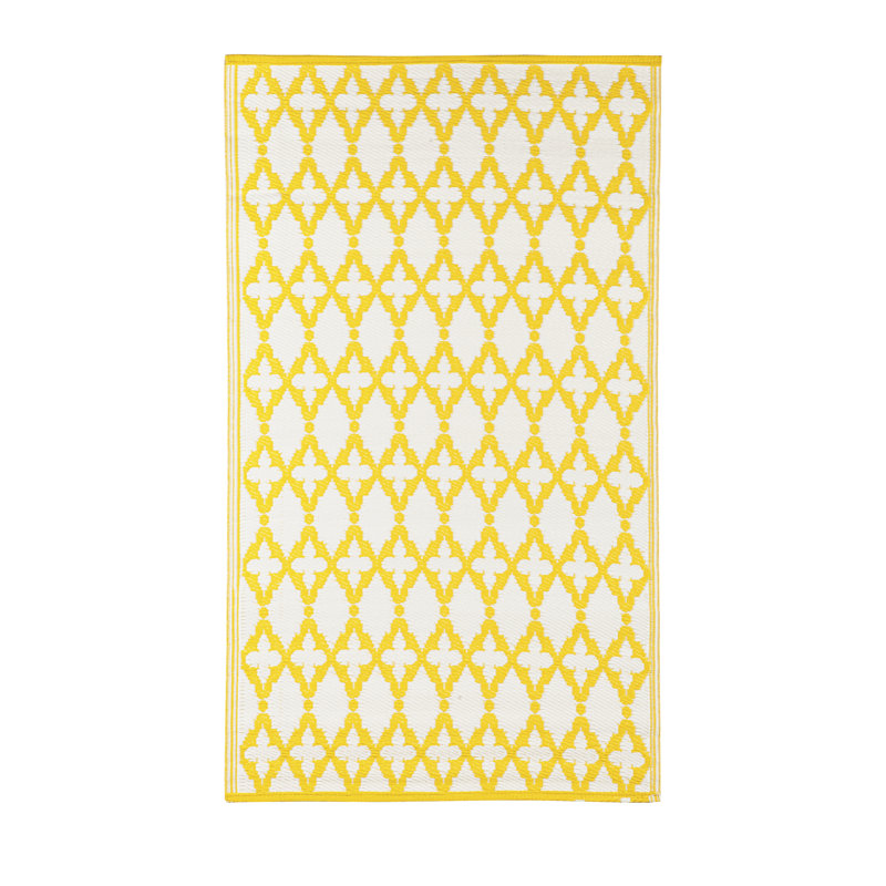 Tapis intérieur / extérieur jaune en plastique tissé à la machine 3 pi x 5 pi Kadner