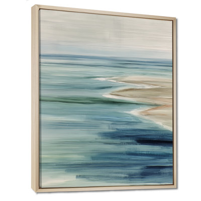 Blue Green Parallel Beach Of Abstract Coastal Landscape - Beach Wall Art, Blue Coastal Canvas Print