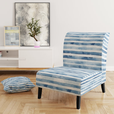 Fauteuil de chambre rayé bleu et blanc