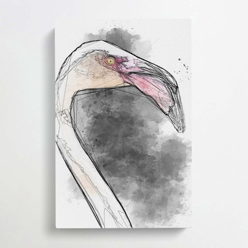 A Pink Flamingo In Abstract - Wrapped Canvas Print, 76cm H x 50cm W x 3cm D