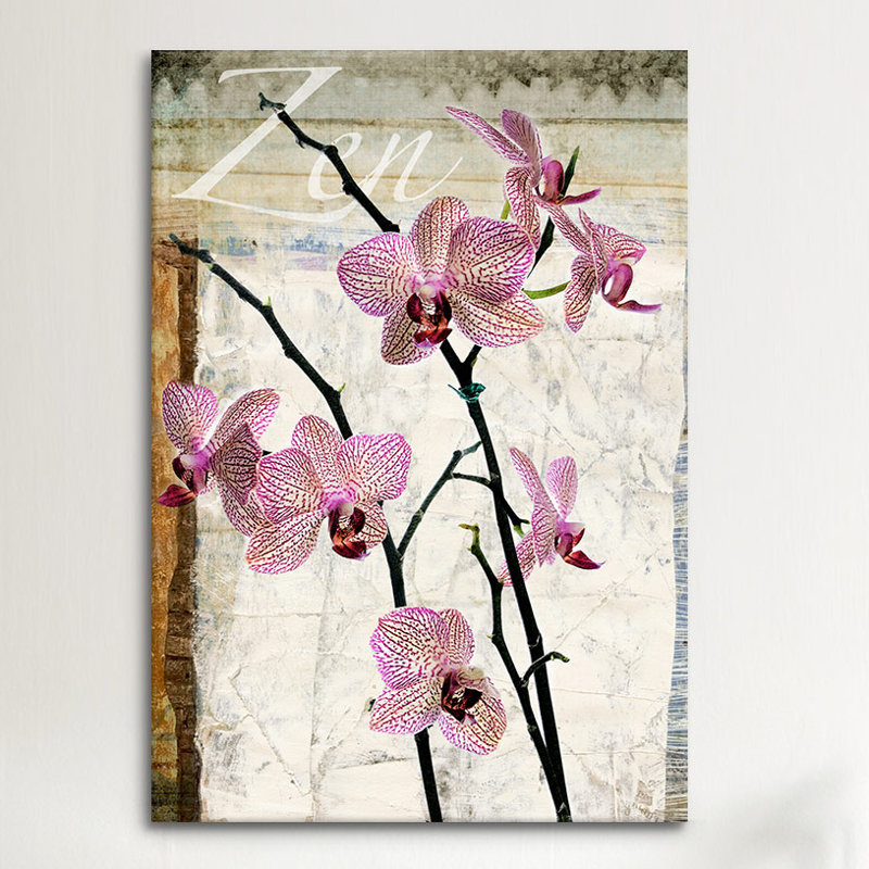 "Orchidées" par Luz, impression sur toile, H 18 po x l 12 po x P 1,5 po, Pas de tapis, Toile tendue
