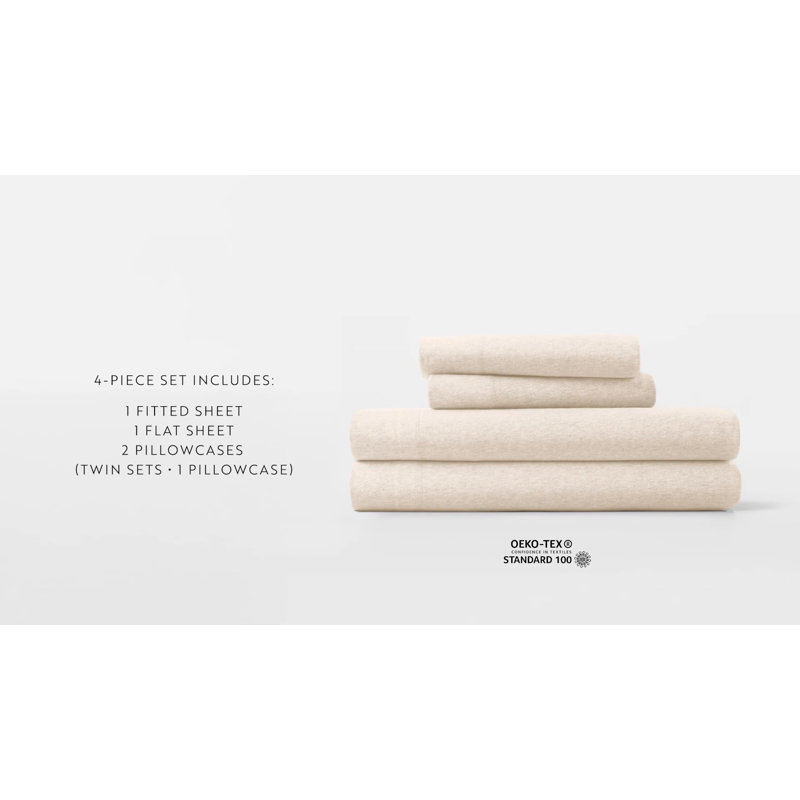 Twin White Cotton Jersey Deep Pocket Sheet Set