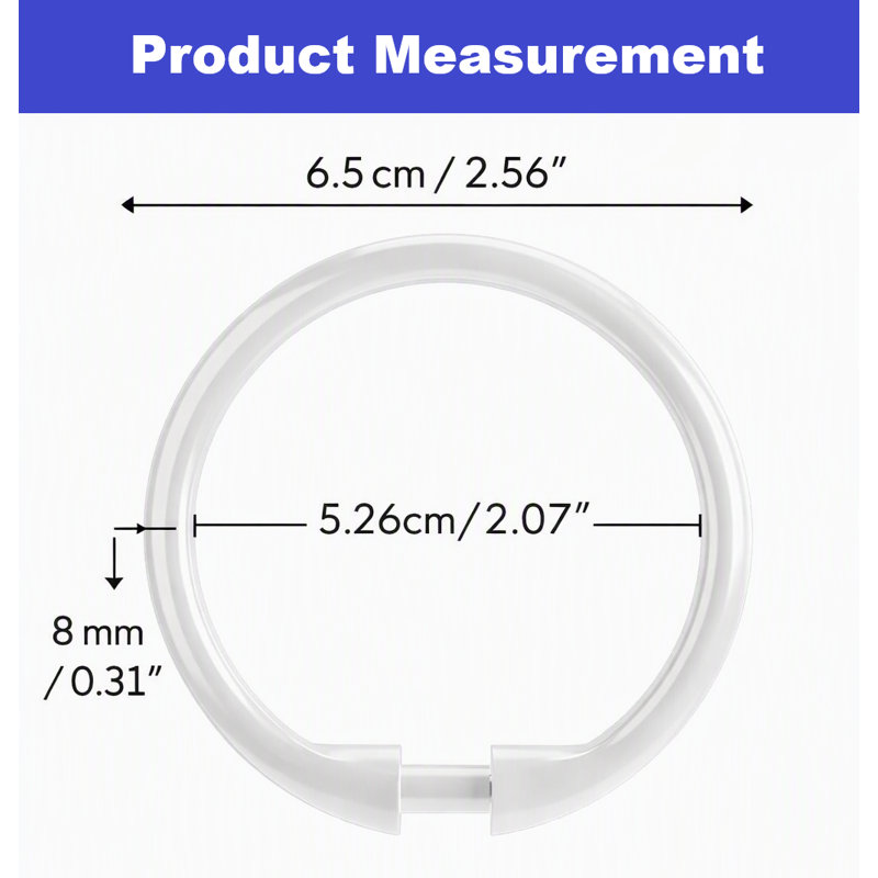 Rust Resistant Shower Curtain Hook, White