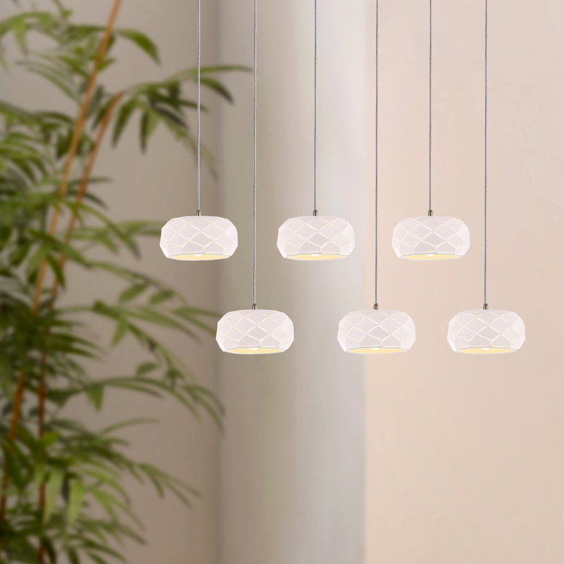 Luminaire suspendu en grappe 6 lumières Bixby, Blanc