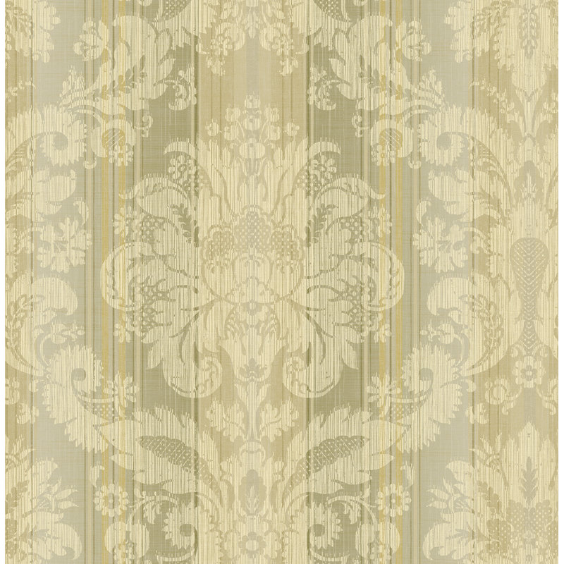  Papier peint à motif damassé rayé sans motif Designs Moss Okoro, Mousse