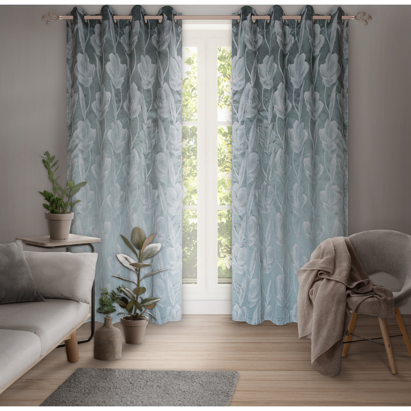 Motif floral en jacquard Cearley, Aqua