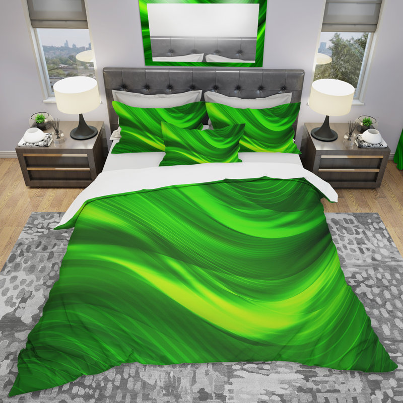 Laser vert - ensemble de housse de couette abstrait - microfibre de polyester, Housse de couette double / grand et 2 taies