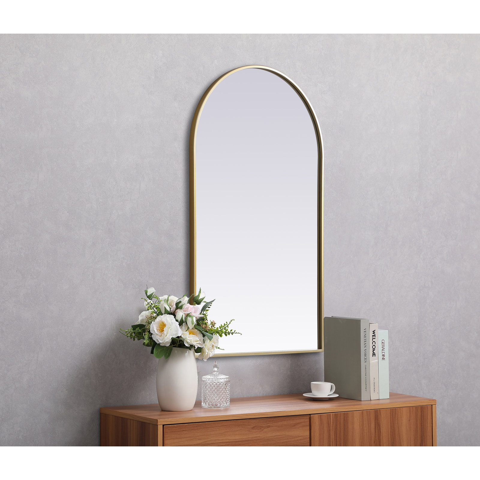 Sabine Metal Arch Wall Mirror, Brass, 40" x 24"